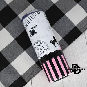 Paris Striped Pink & Black Tumbler